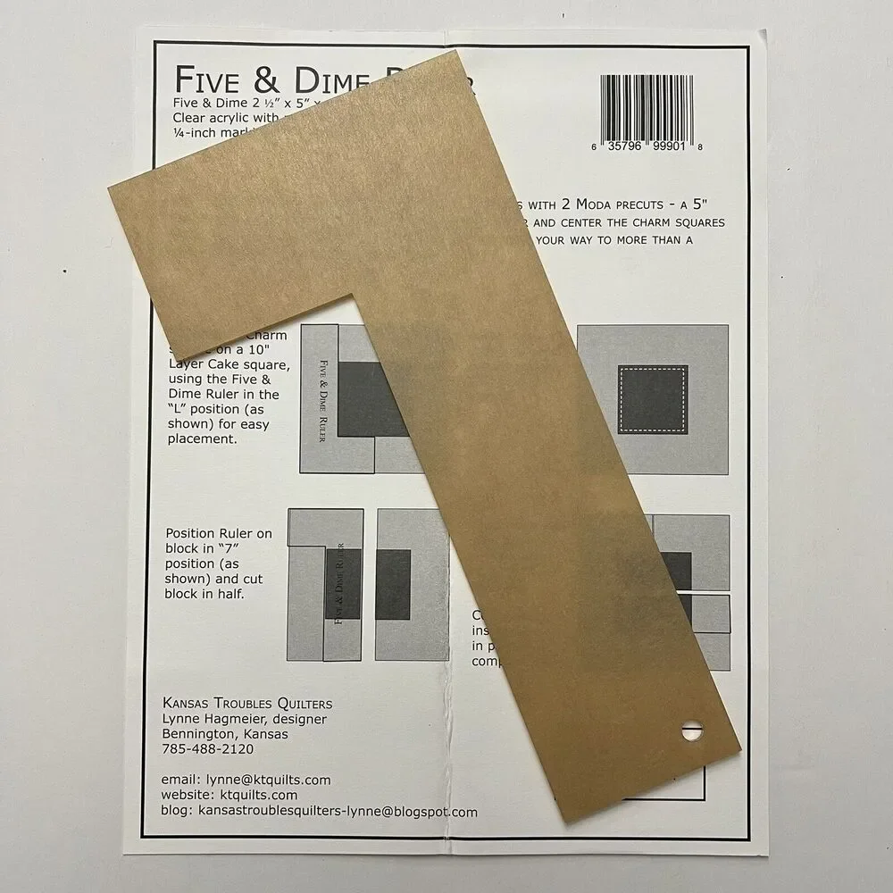 Quilters Five and Dime Ruler Pattern for Patchwork Quilting Craft Projects
